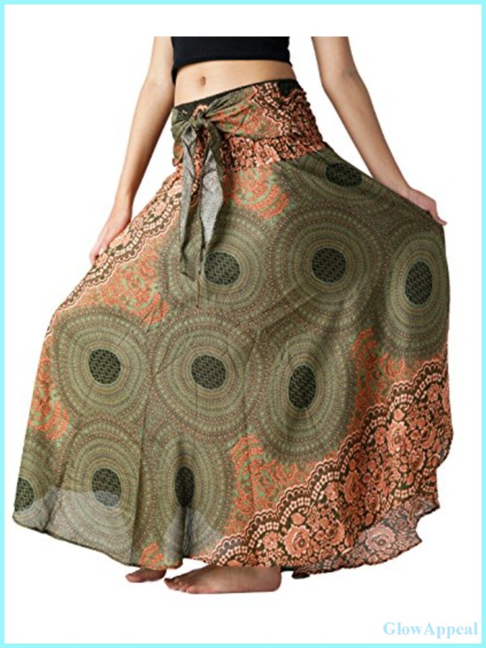 Boho Maxi Skirt High Waist Rayon Asymmetrical